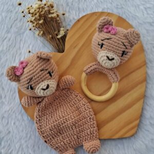 Kit naninha e chocalho mordedor ursinha