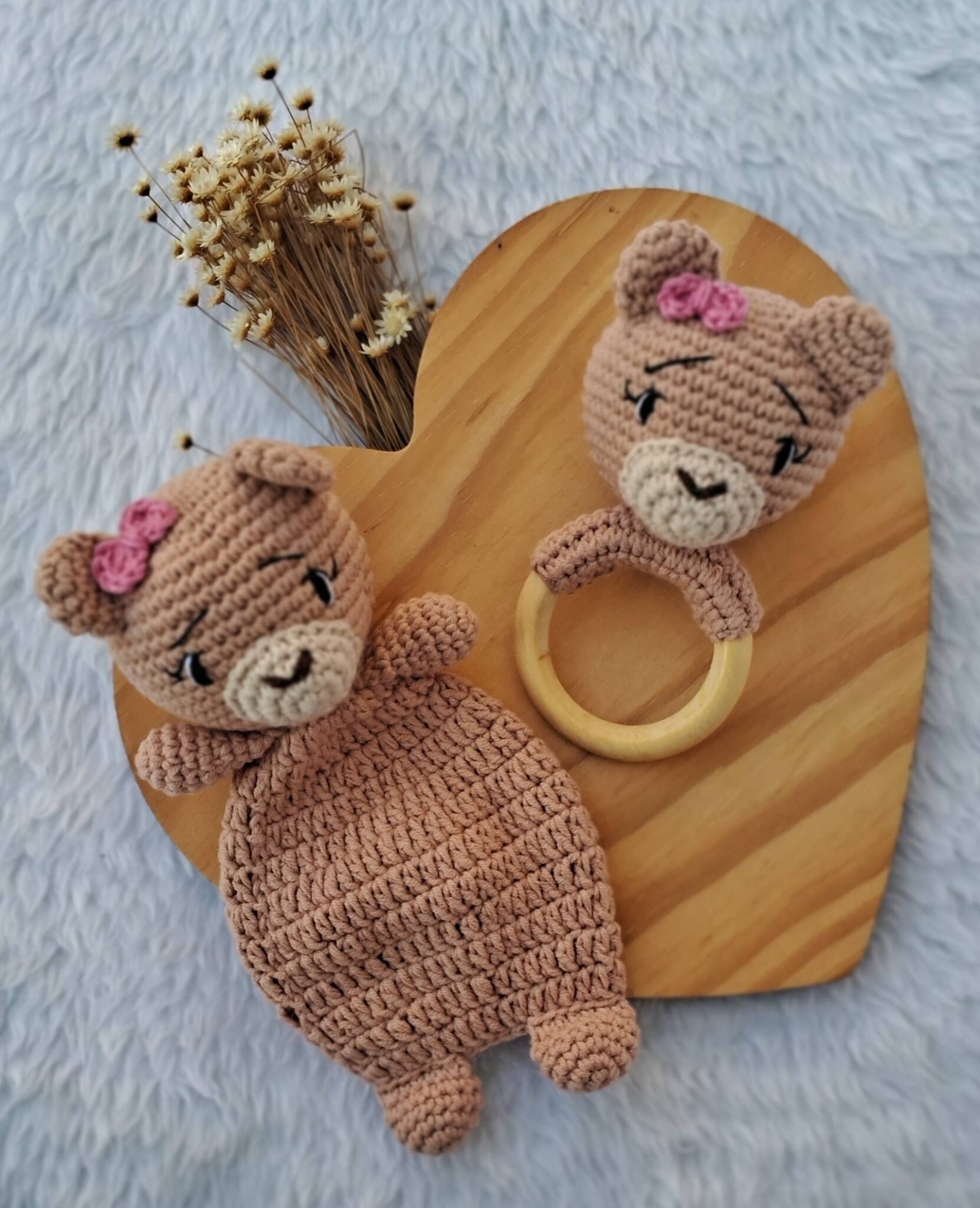 Kit naninha e chocalho mordedor ursinha