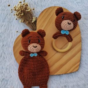 Kit naninha e chocalho mordedor ursinho