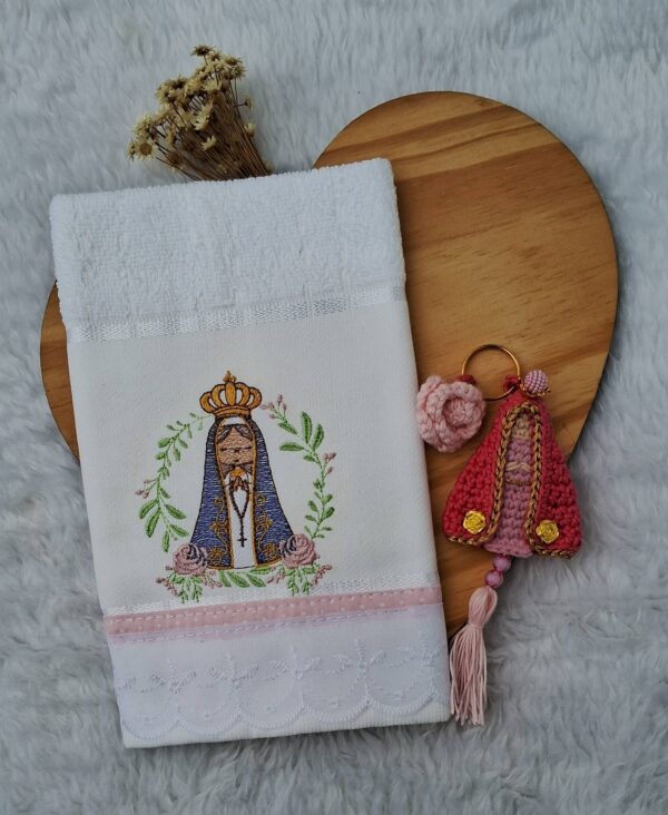 Kit Toalhinha e chaveiro rosa